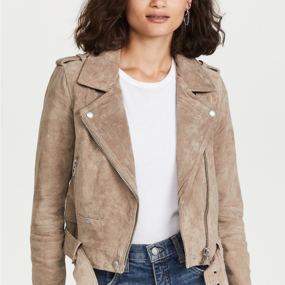 Blank NYC Suede Moto Jacket in Sand